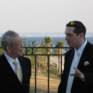 Sean Askew discussing ninjutsu with Grandmaster Masaaki Hatsumi